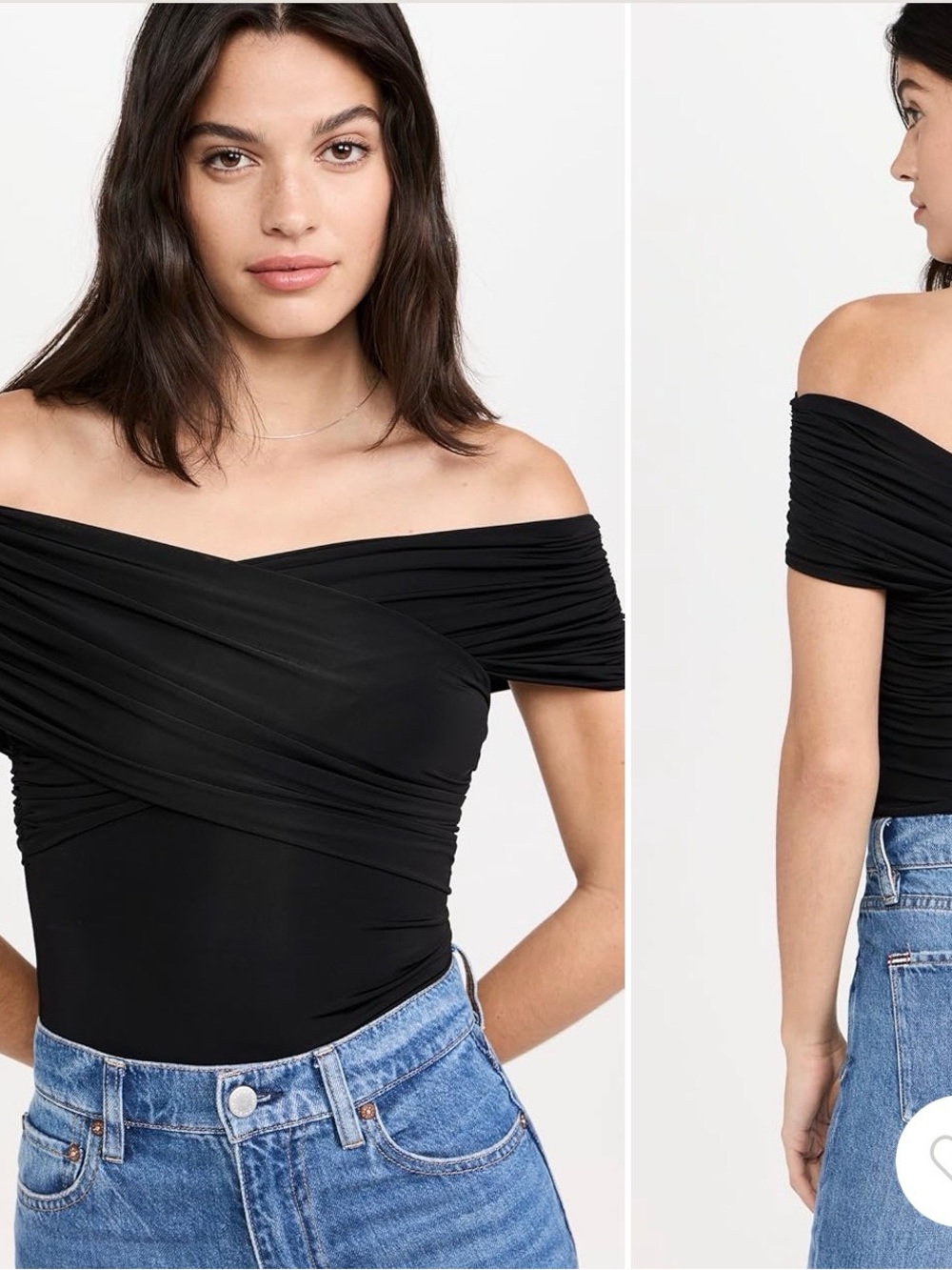 Alice + Olivia Arverne Off The Shoulder Cross Thong Bodysuit